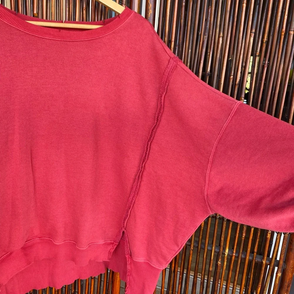NWOT Free People Red Camden Sweatshirt - Picture 9 of 16